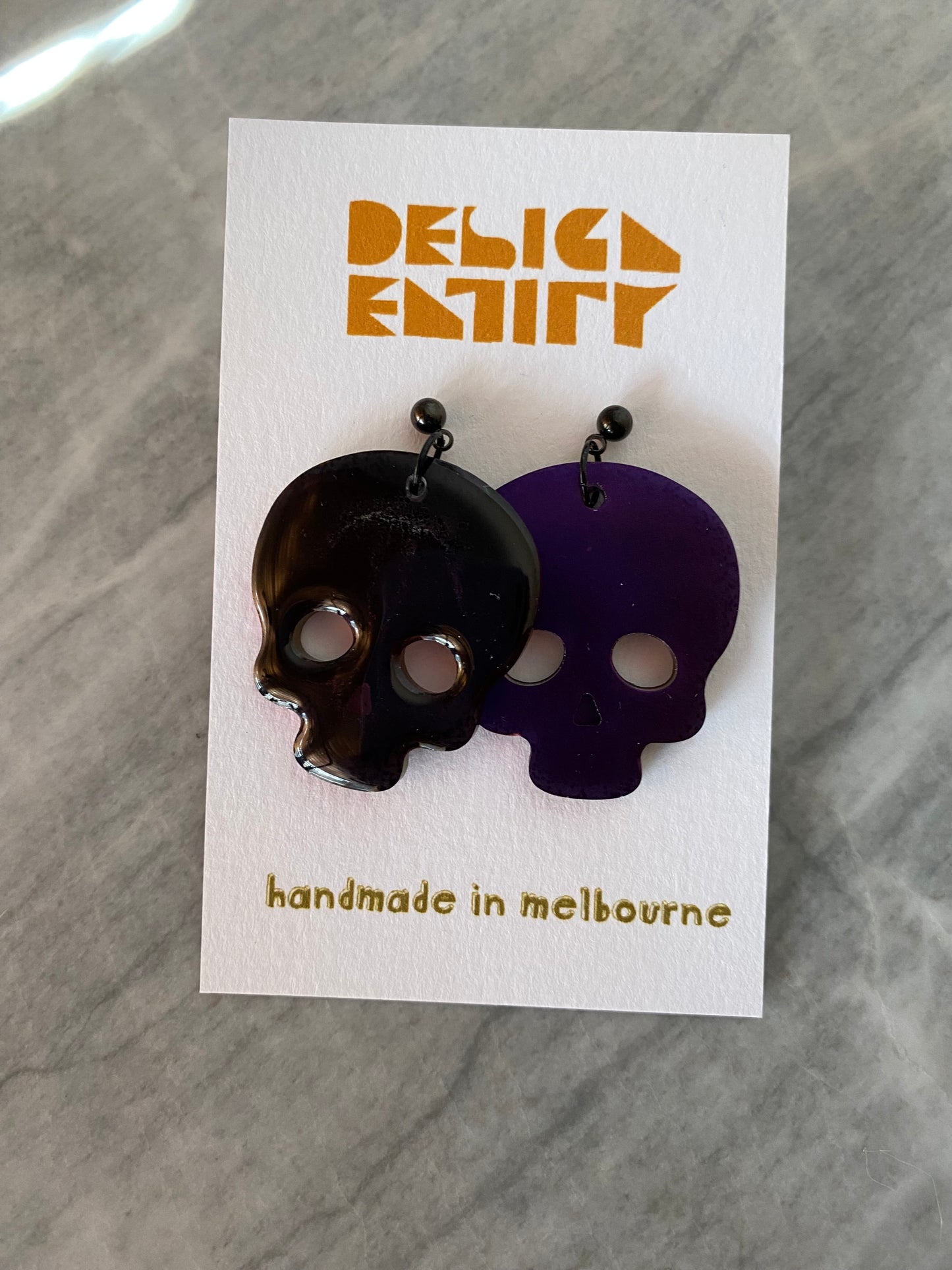 Two faced Chameleon Skull Earrings