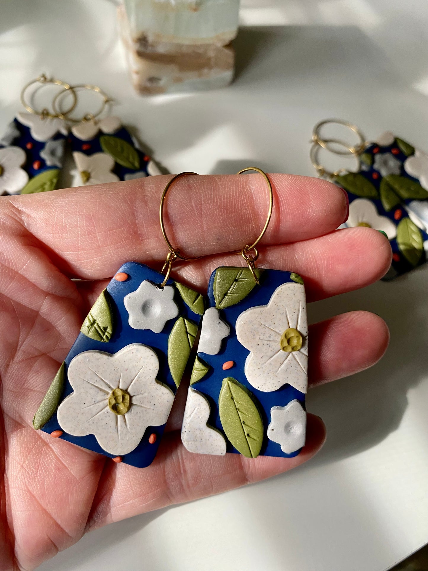 Handmade Vintage Style Floral Earrings | Pretty Flower Earrings | Mothers Day Gift Idea | Feminine Dangle Hoop Earrings for Her