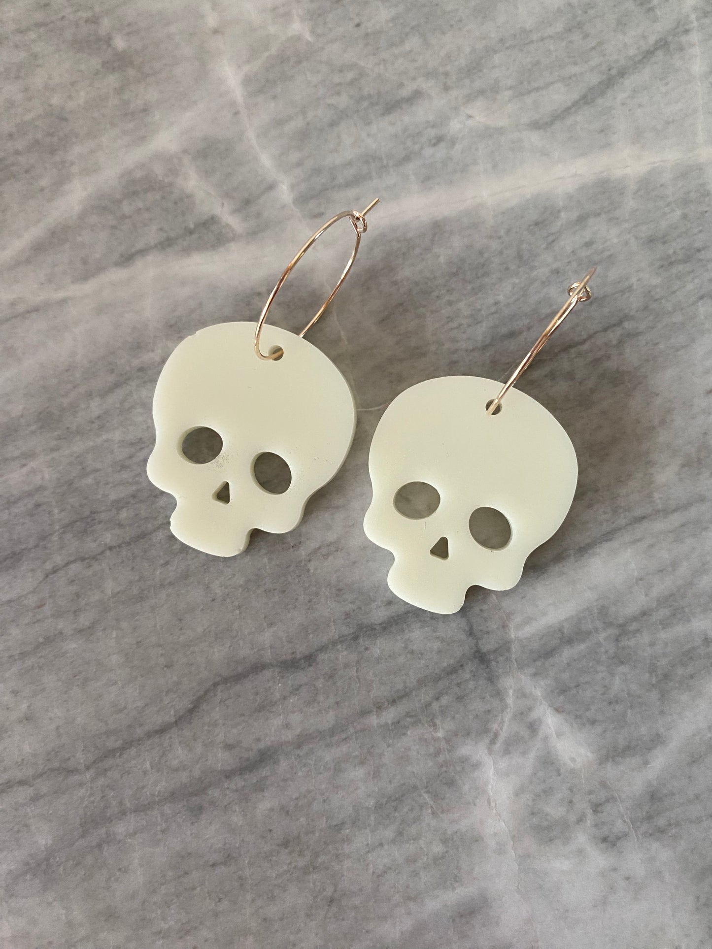 Handmade Glow-in-the-Dark Skull Earrings