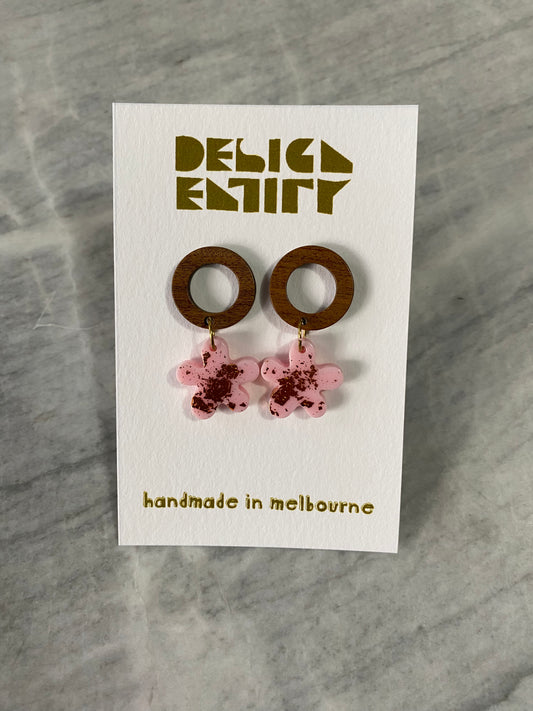 Pink Matisse Flower Handmade Earrings