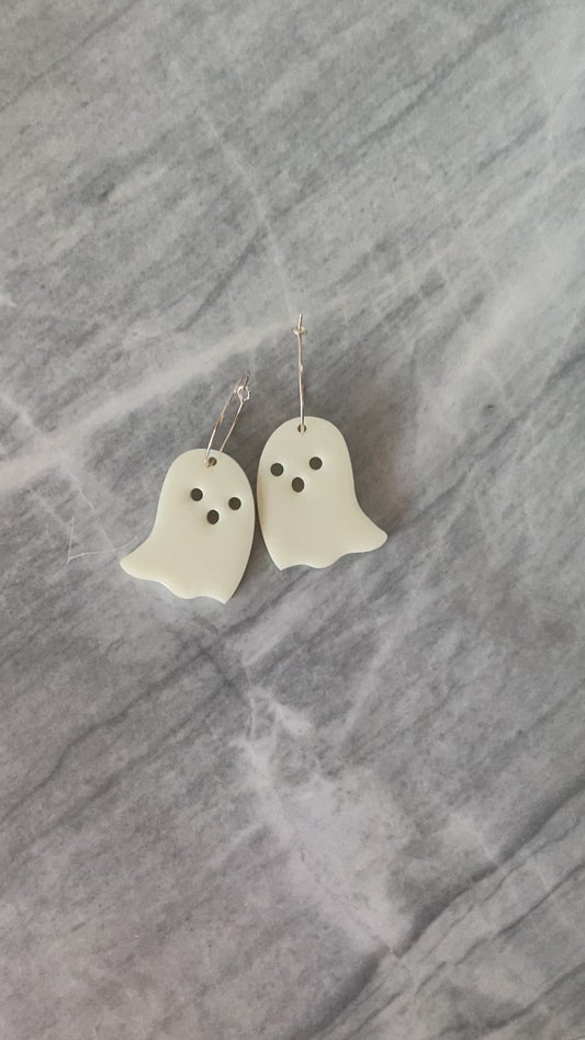 Handmade Glow-in-the-Dark Ghost Dangle Earrings